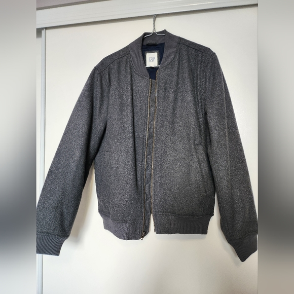 Gap Wool Blend Primaloft Bomber Jacket Grey Men's Small - Picture 1 of 7